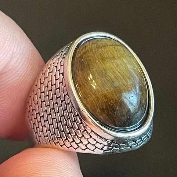 Oval tiger eye stone S925 silver ring size 9.5 - Picture 6 of 9